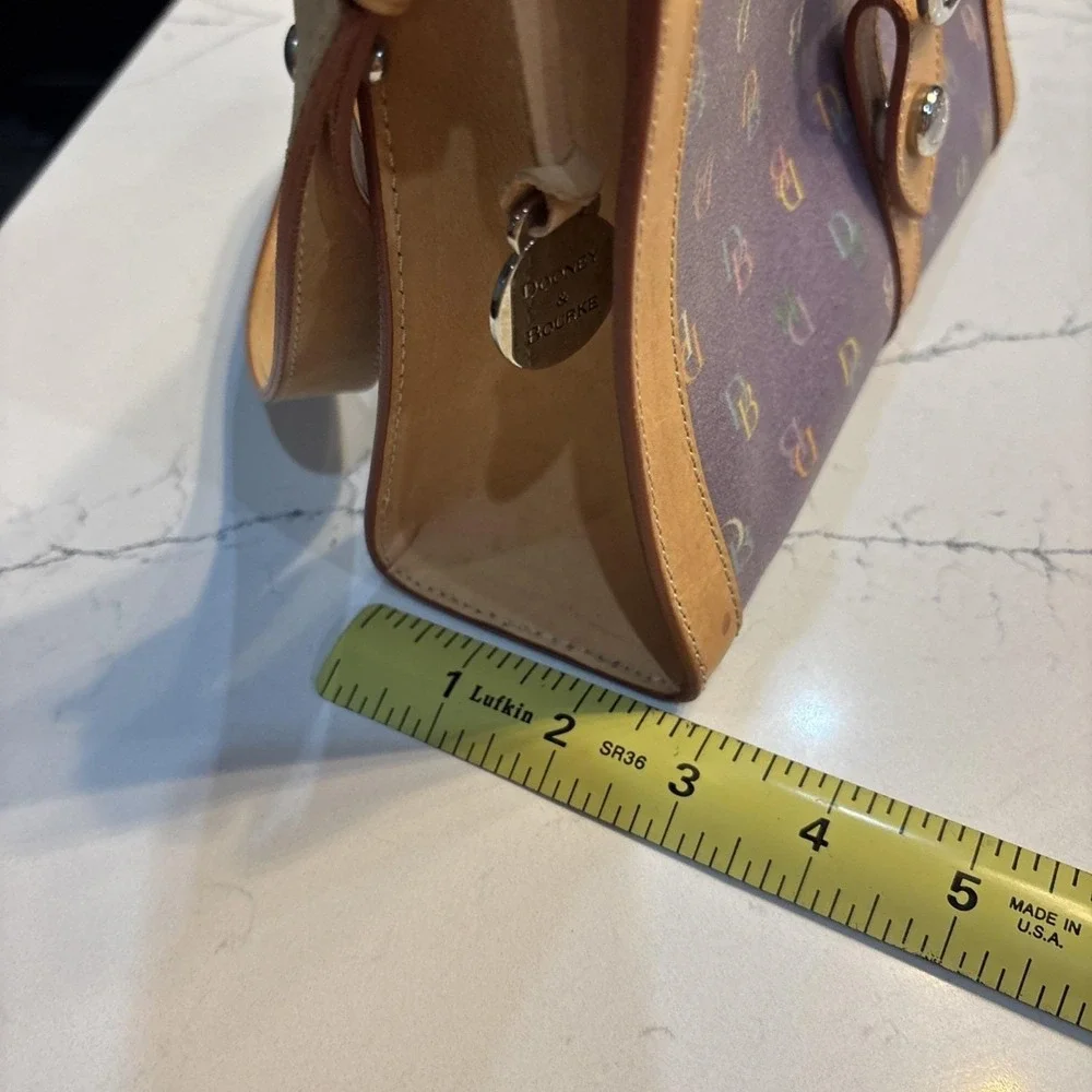 Dooney & Bourke Y2K Rainbow Monogram Canvas Shoulder Bag Leather Trim